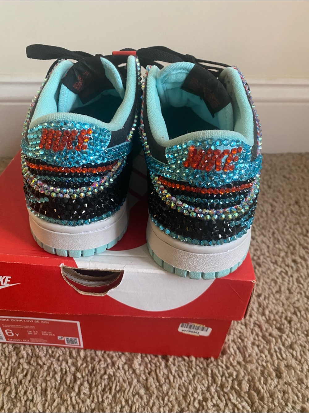 Nike Barbershop Dunk Rhinestone Embellished Low-Top Sneakers - Picture 4 of 5